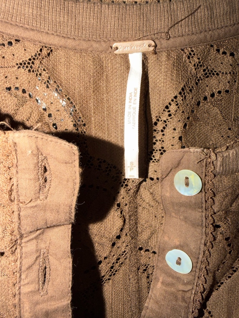 Free People Brown Lace Button-Front Tank - Picture 5 of 6